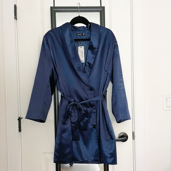 Satin tuxedo mini wrap dress - Picture 1 of 1